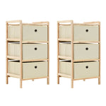 Oppbevaringshyller 2 Stk Med 3 Stoffkurver Beige Sedertre