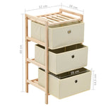 Oppbevaringshyller 2 Stk Med 3 Stoffkurver Beige Sedertre