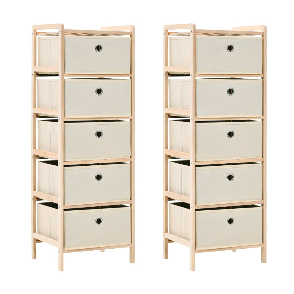 Oppbevaringshyller 2 Stk Med 5 Stoffkurver Beige Sedertre