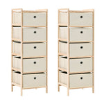 Oppbevaringshyller 2 Stk Med 5 Stoffkurver Beige Sedertre