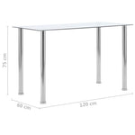 Spisebord Gjennomsiktig 120X60X75 Cm Herdet Glass