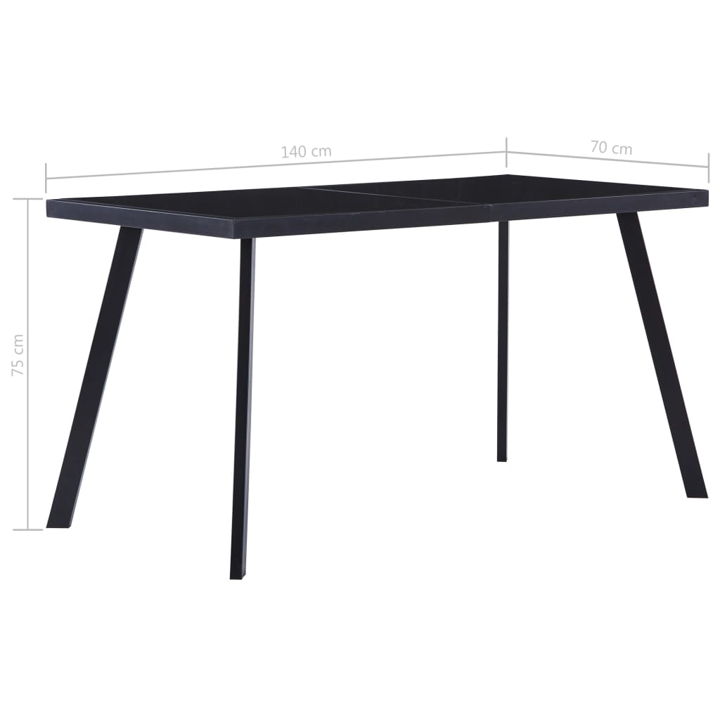 Spisebord Svart 140X70X75 Cm Herdet Glass