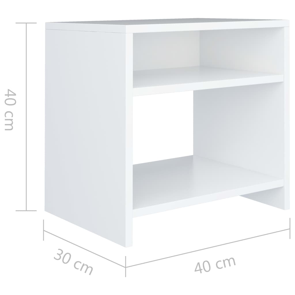 Nattbord Hvit 40X30X40 Cm Konstruert Tre