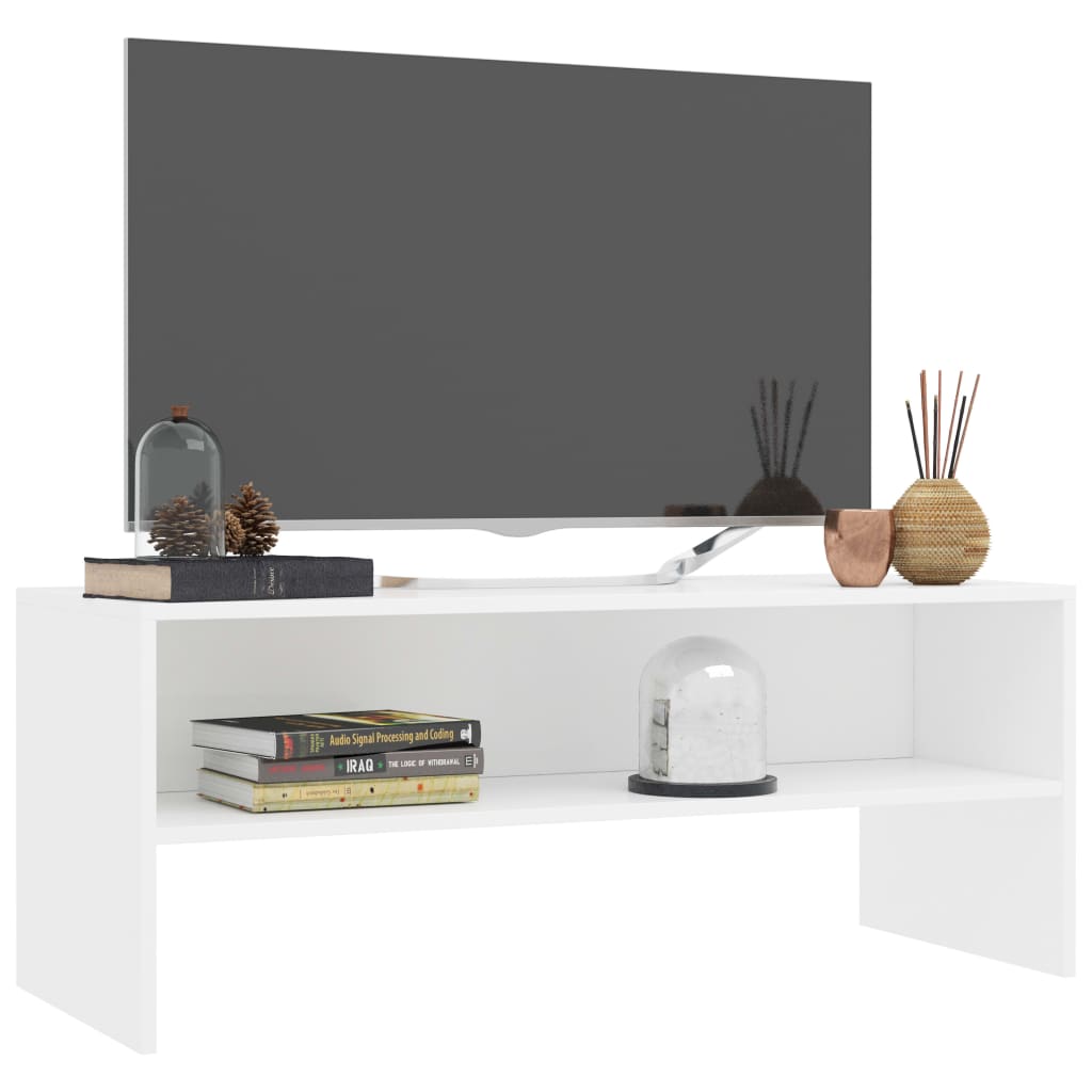 Tv-Benk Hvit 100X40X40 Cm Konstruert Tre
