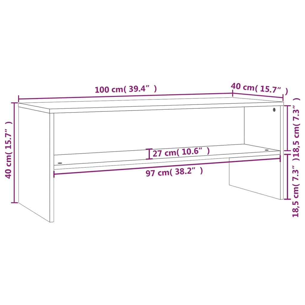 Tv-Benk Hvit 100X40X40 Cm Konstruert Tre