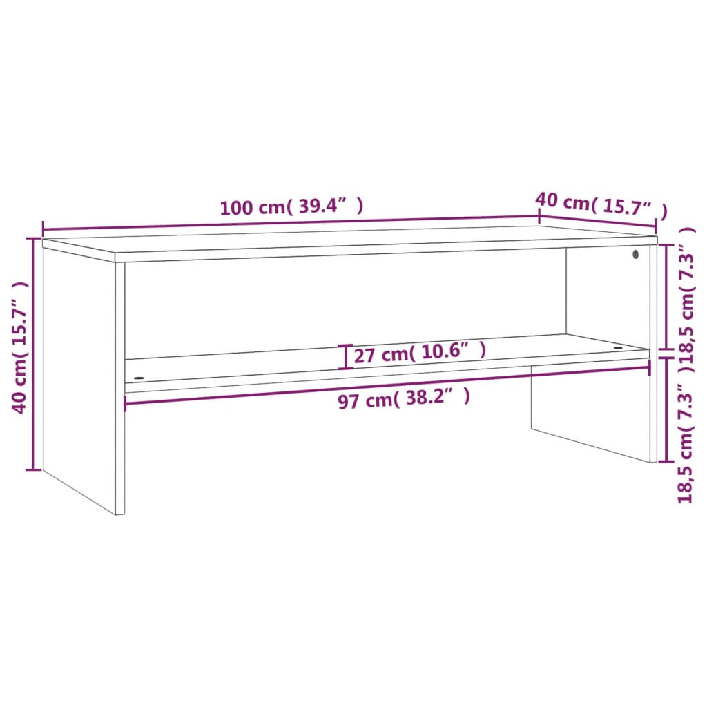 Tv-Benk Sonoma Eik 100X40X40 Cm Konstruert Tre