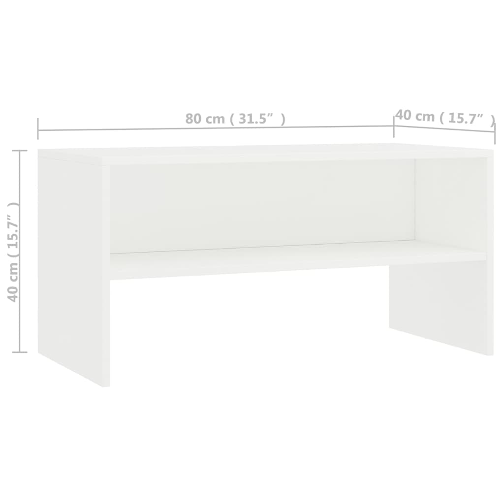 Tv-Benk Hvit 80X40X40 Cm Konstruert Tre