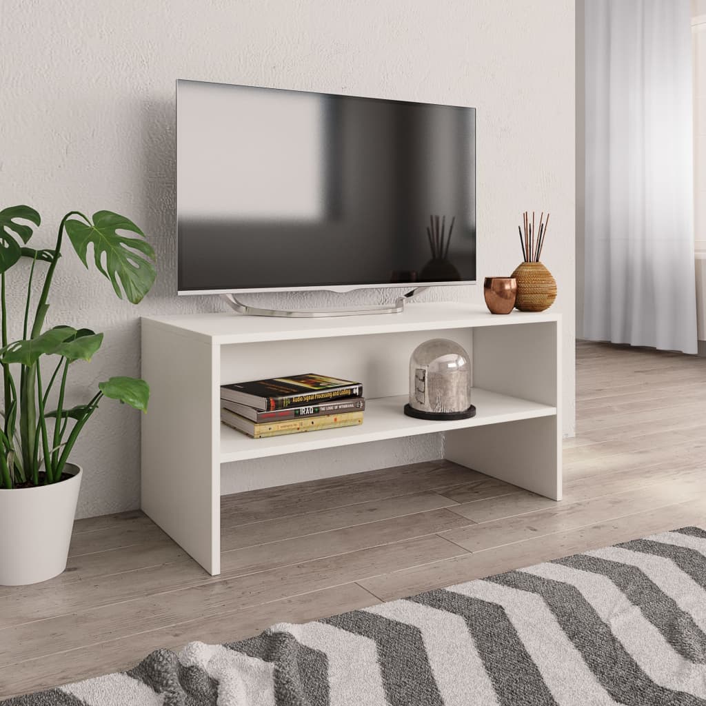 Tv-Benk Hvit 80X40X40 Cm Konstruert Tre