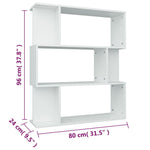 Bokhylle/Romdeler Hvit 80X24X96 Cm Konstruert Tre