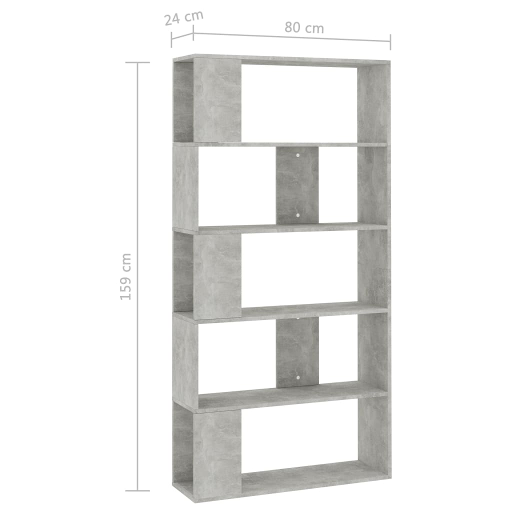 Bokhylle/Romdeler Betonggrå 80X24X159 Cm Konstruert Tre