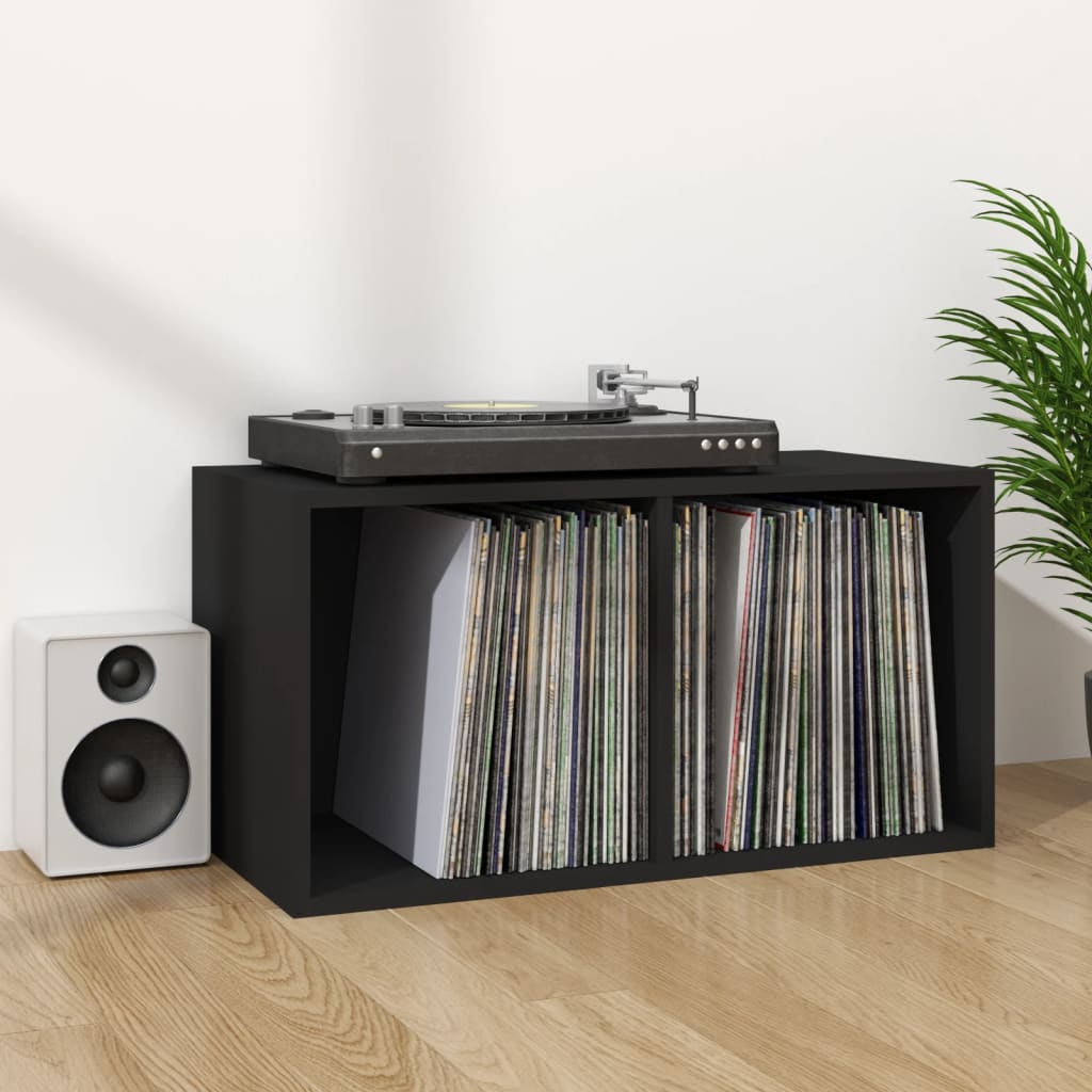 Oppbevaringsboks Lp Svart 71X34X36 Cm Konstruert Tre