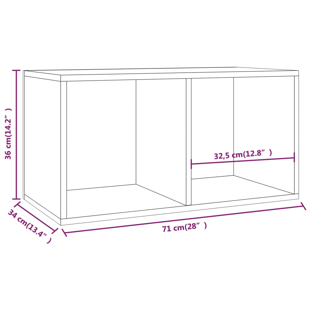 Oppbevaringsboks Lp Svart 71X34X36 Cm Konstruert Tre