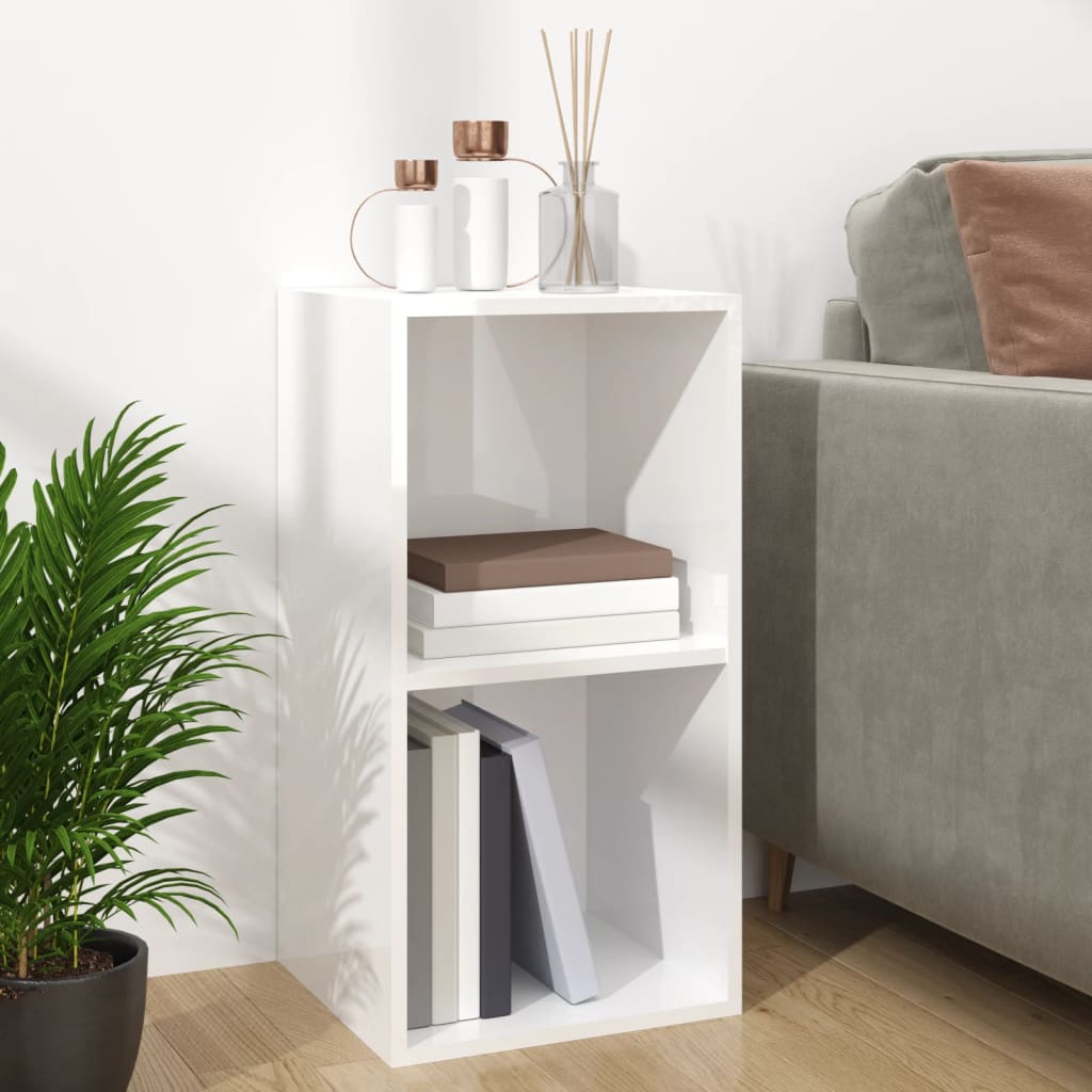 Oppbevaringsboks Lp Høyglans Hvit 71X34X36 Cm Konstruert Tre