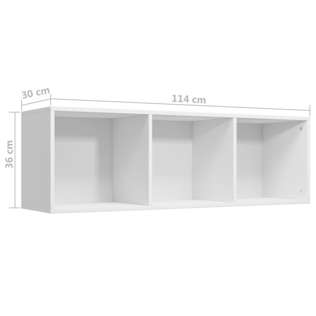 Bokhylle/Tv-Benk Hvit 36X30X114 Cm Konstruert Tre