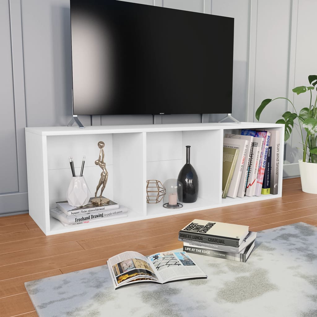 Bokhylle/Tv-Benk Hvit 36X30X114 Cm Konstruert Tre