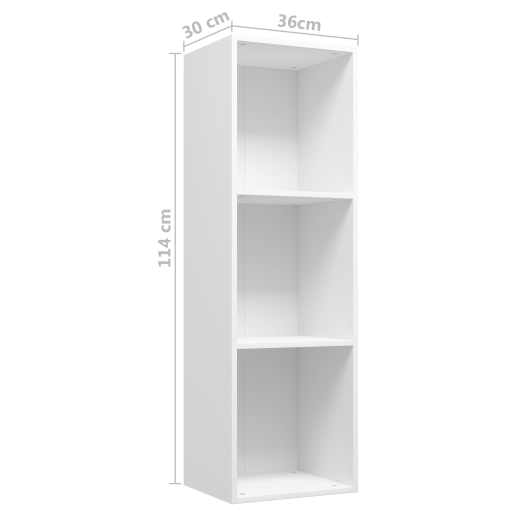 Bokhylle/Tv-Benk Hvit 36X30X114 Cm Konstruert Tre