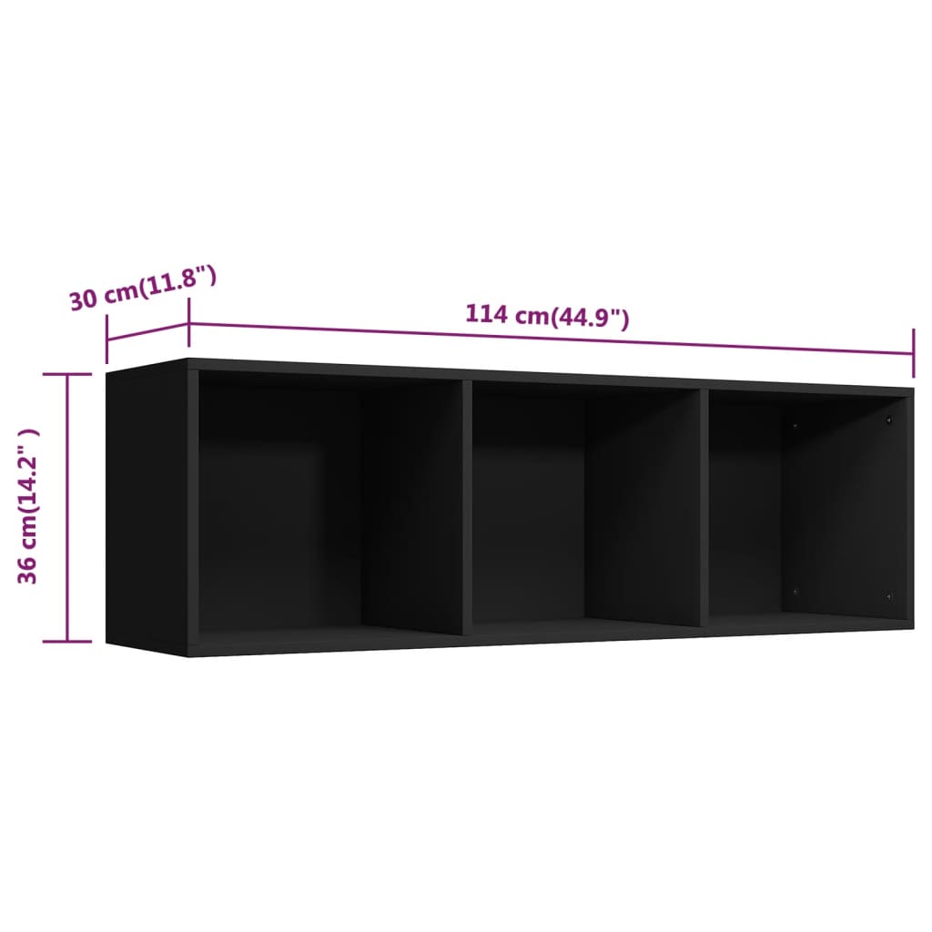 Bokhylle/Tv-Benk Svart 36X30X114 Cm Konstruert Tre