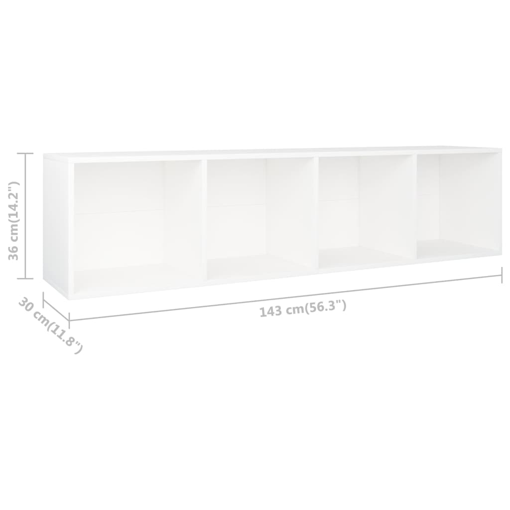 Bokhylle/Tv-Benk Hvit 36X30X143 Cm Konstruert Tre