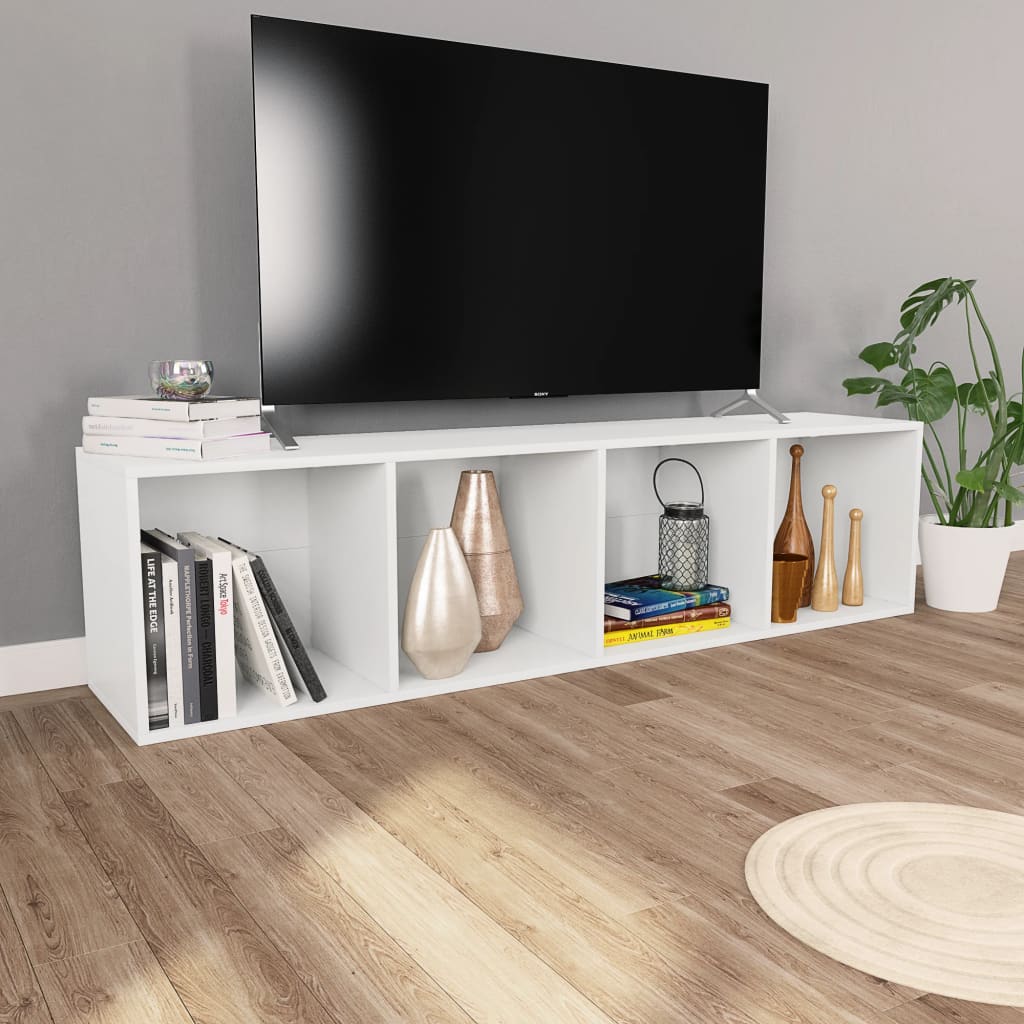 Bokhylle/Tv-Benk Hvit 36X30X143 Cm Konstruert Tre