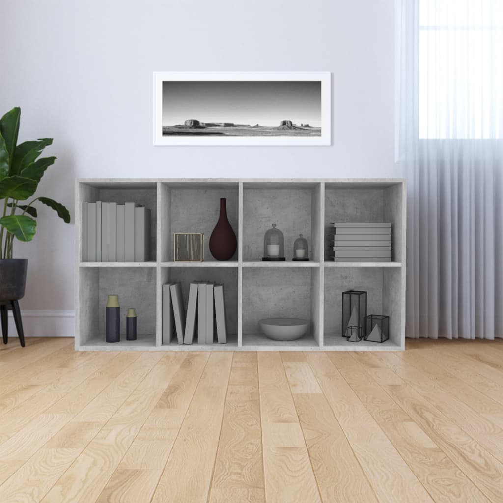 Bokhylle/Skjenk Betonggrå 66X30X130 Cm Konstruert Tre