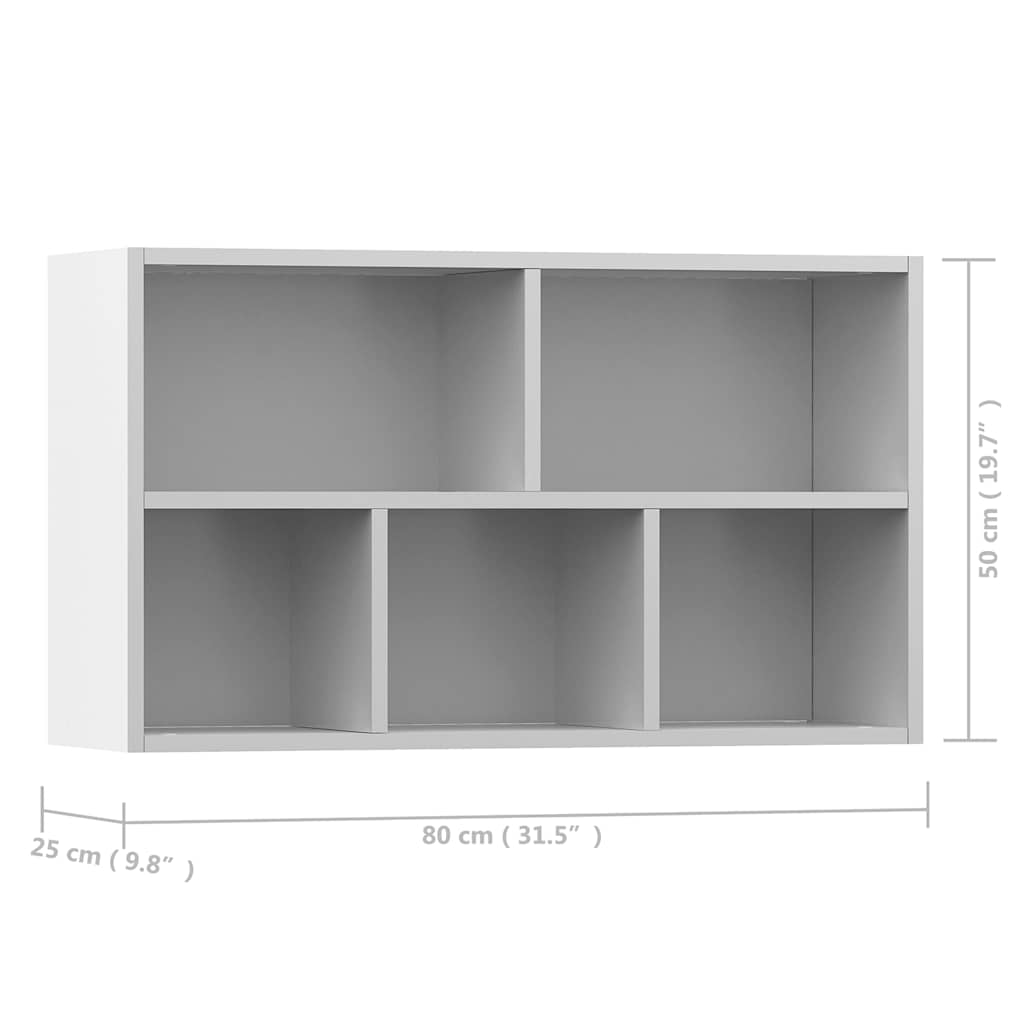 Bokhylle/Skjenk Hvit 50X25X80 Cm Konstruert Tre
