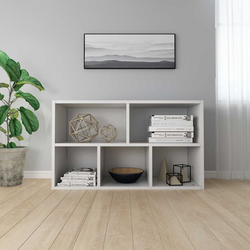 Bokhylle/Skjenk Hvit 50X25X80 Cm Konstruert Tre