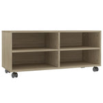 Tv-Benk Med Hjul Sonoma Eik 90X35X35 Cm Konstruert Tre