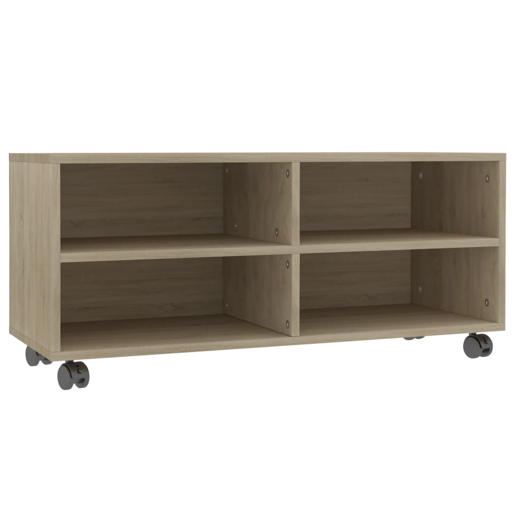 Tv-Benk Med Hjul Sonoma Eik 90X35X35 Cm Konstruert Tre