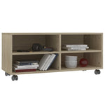 Tv-Benk Med Hjul Sonoma Eik 90X35X35 Cm Konstruert Tre