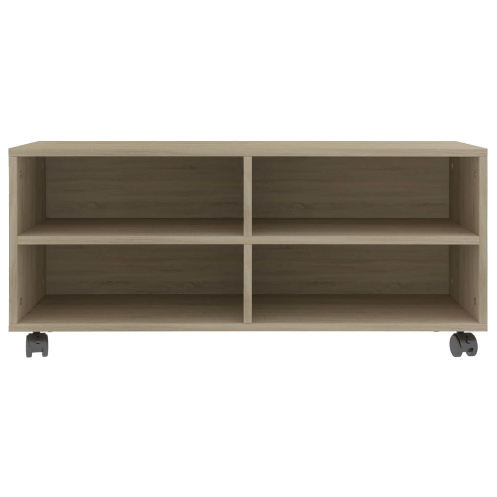 Tv-Benk Med Hjul Sonoma Eik 90X35X35 Cm Konstruert Tre
