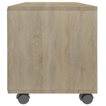 Tv-Benk Med Hjul Sonoma Eik 90X35X35 Cm Konstruert Tre