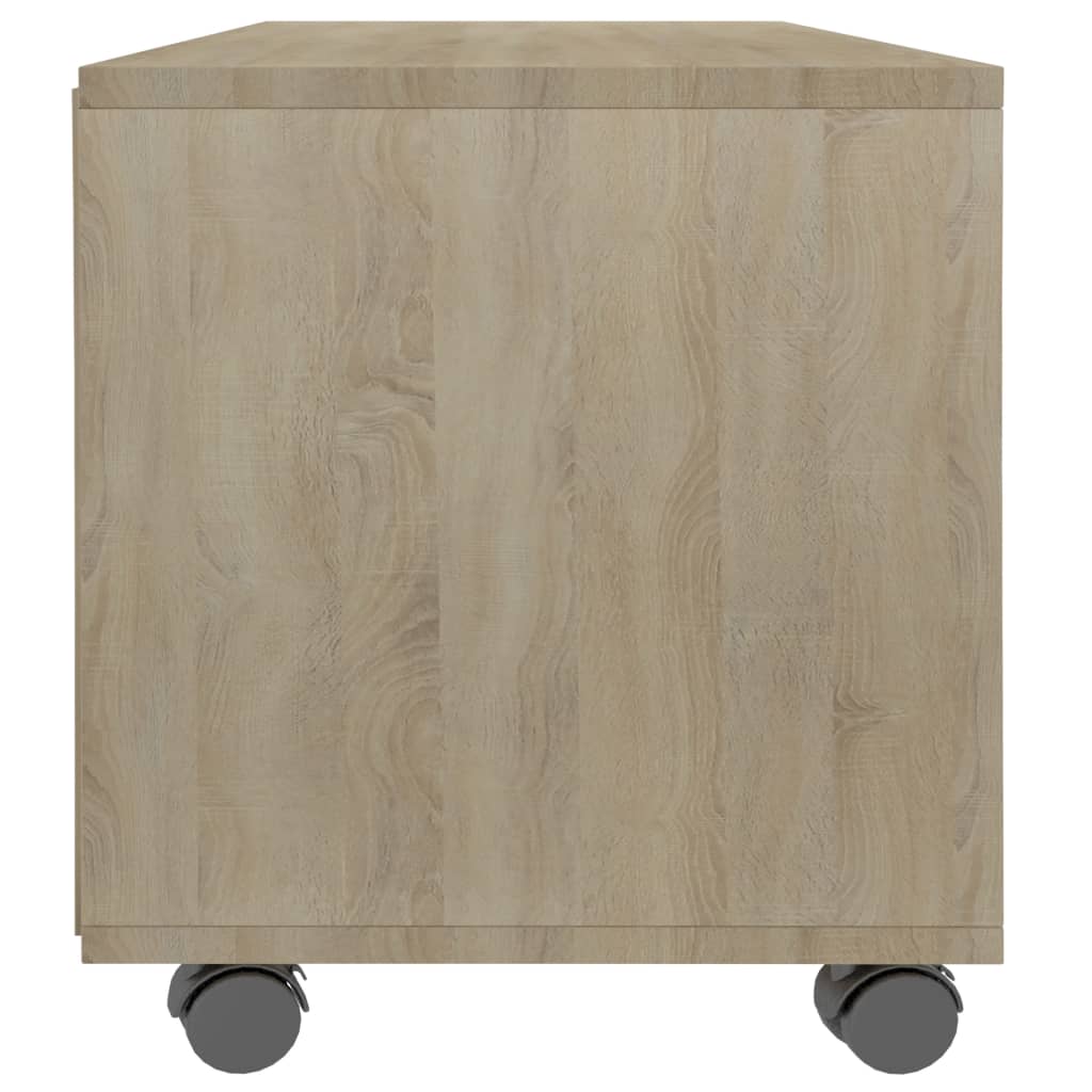 Tv-Benk Med Hjul Sonoma Eik 90X35X35 Cm Konstruert Tre