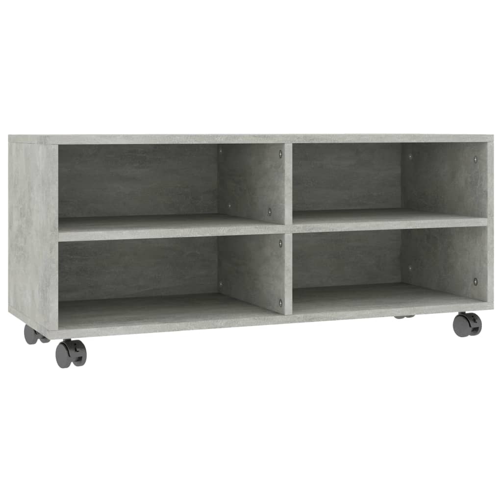 Tv-Benk Med Hjul Betonggrå 90X35X35 Cm Konstruert Tre