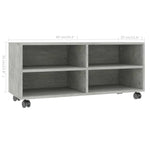 Tv-Benk Med Hjul Betonggrå 90X35X35 Cm Konstruert Tre