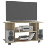 Tv-Benk Med Hjul Sonoma Eik 80X40X45 Cm Konstruert Tre