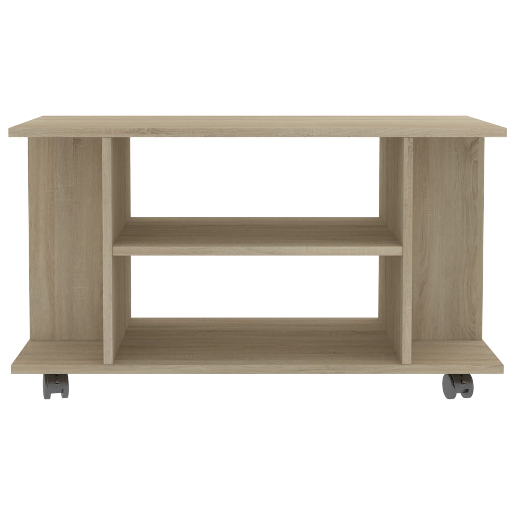 Tv-Benk Med Hjul Sonoma Eik 80X40X45 Cm Konstruert Tre