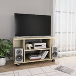 Tv-Benk Med Hjul Sonoma Eik 80X40X45 Cm Konstruert Tre