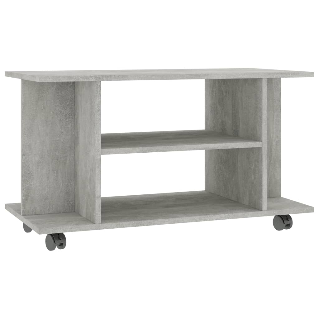 Tv-Benk Med Hjul Betonggrå 80X40X45 Cm Konstruert Tre