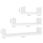 Vegghyller 3 Stk Hvit Konstruert Tre