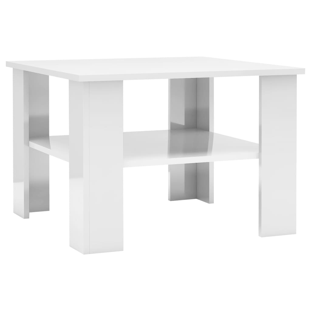 Salongbord Høyglans Hvit 60X60X42 Cm Konstruert Tre