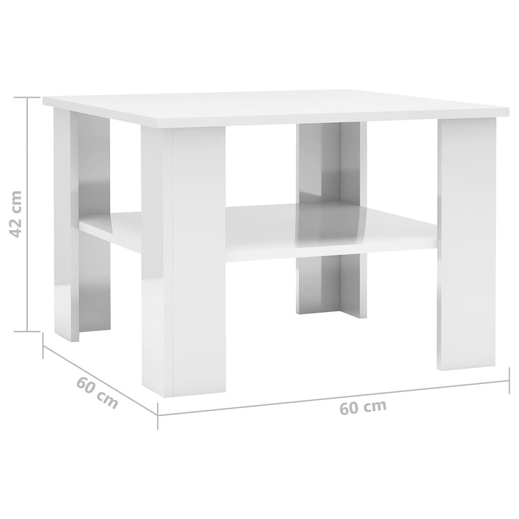 Salongbord Høyglans Hvit 60X60X42 Cm Konstruert Tre