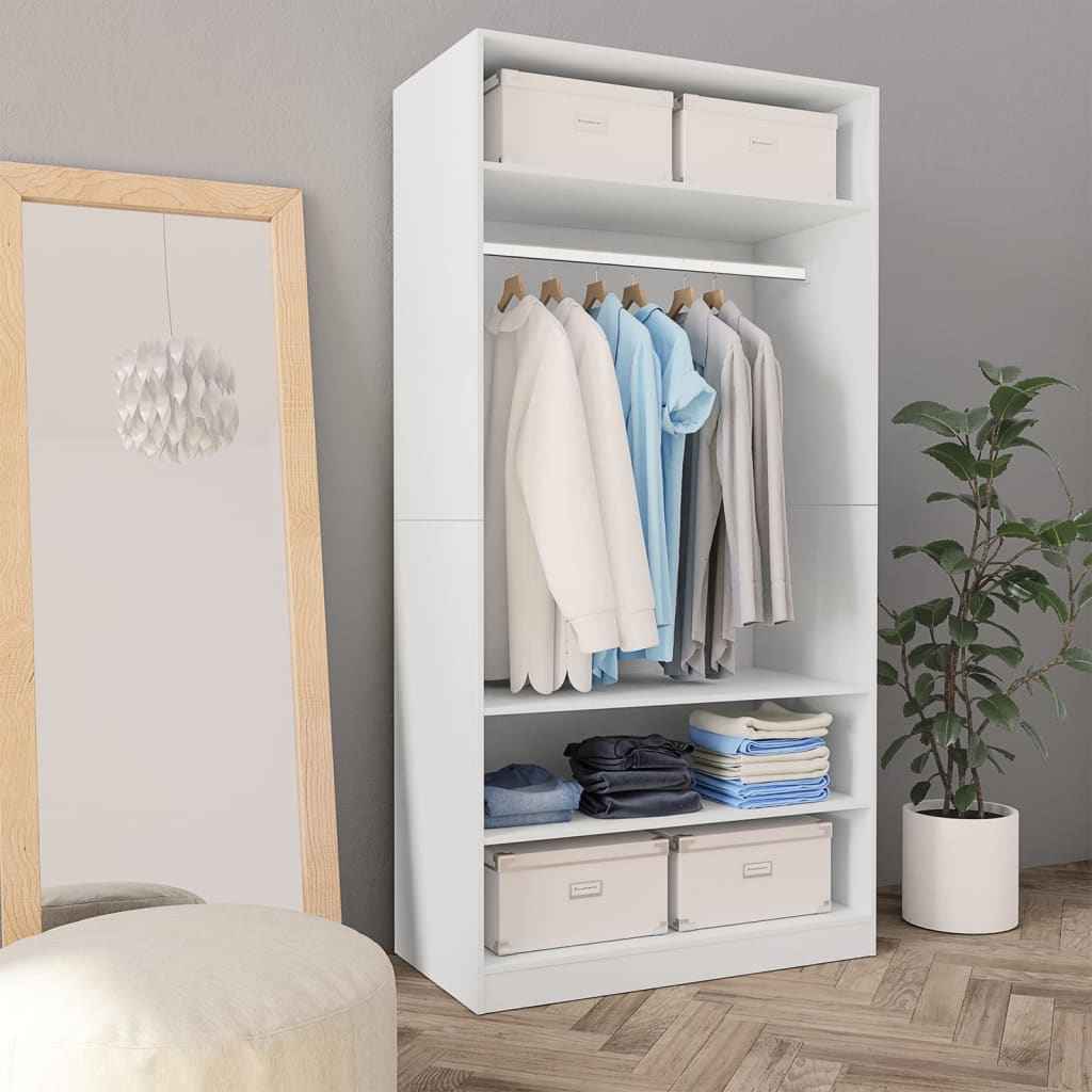Garderobe Hvit 100X50X200 Cm Konstruert Tre
