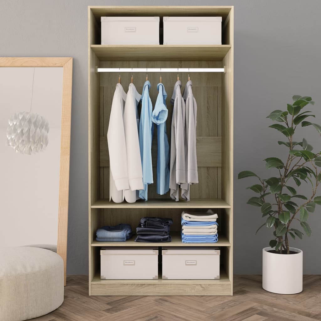 Garderobe Sonoma Eik 100X50X200 Cm Konstruert Tre