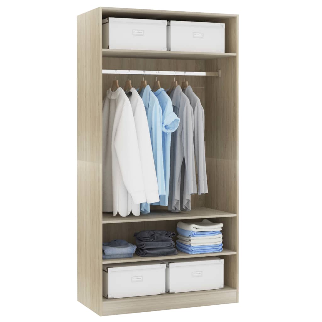 Garderobe Sonoma Eik 100X50X200 Cm Konstruert Tre