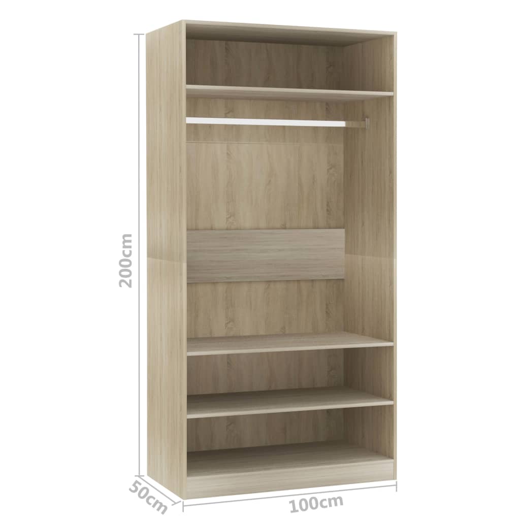 Garderobe Sonoma Eik 100X50X200 Cm Konstruert Tre