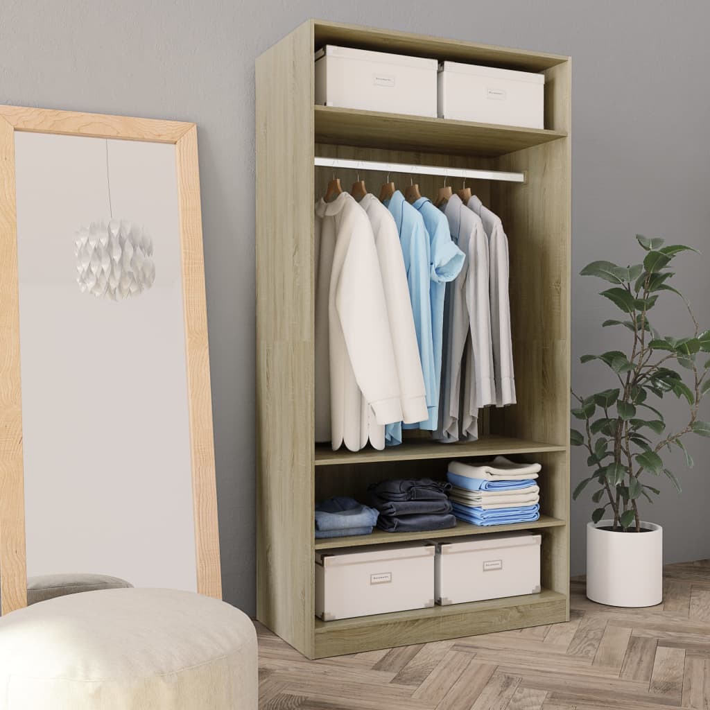 Garderobe Sonoma Eik 100X50X200 Cm Konstruert Tre