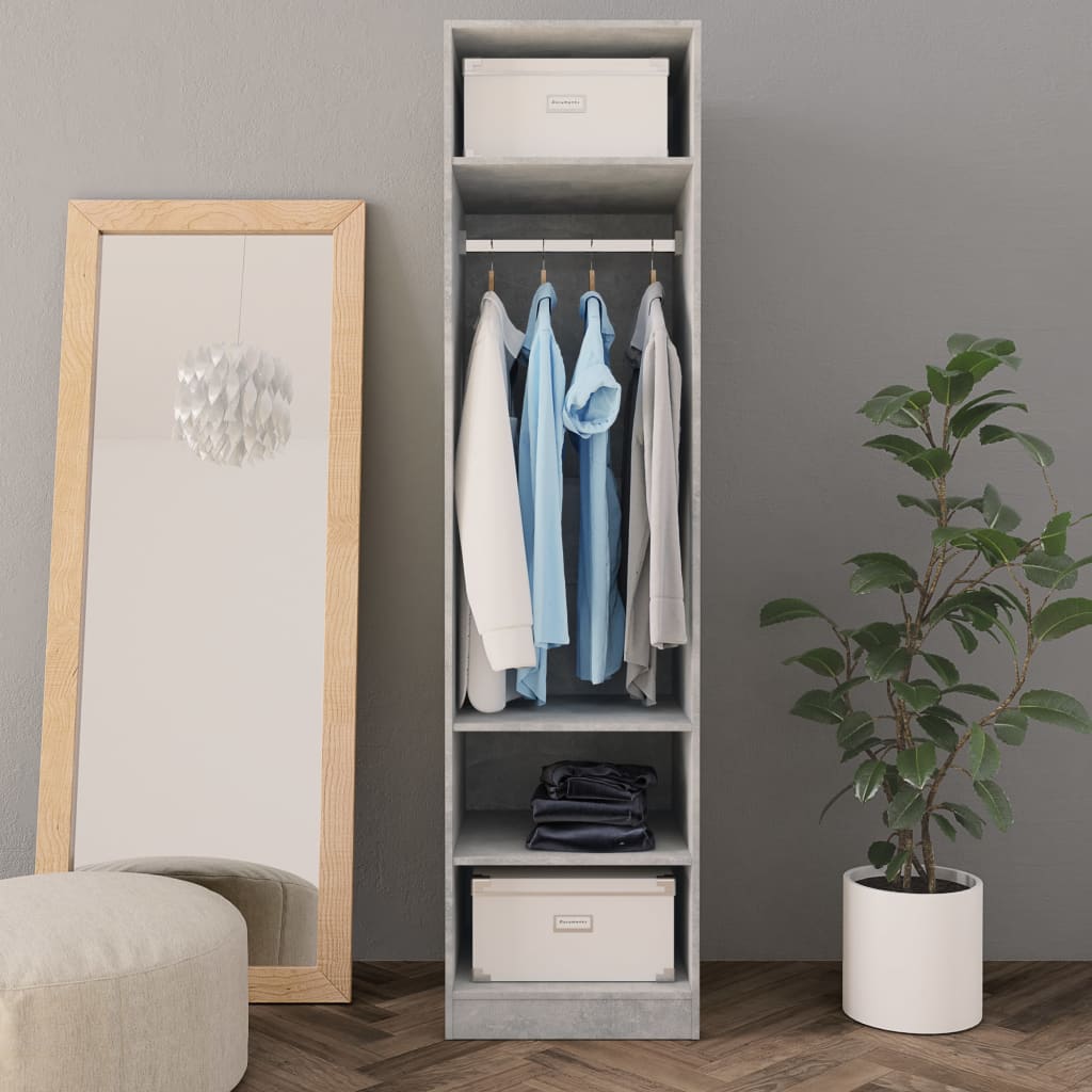 Garderobe Betonggrå 50X50X200 Cm Konstruert Tre