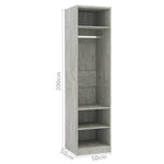 Garderobe Betonggrå 50X50X200 Cm Konstruert Tre