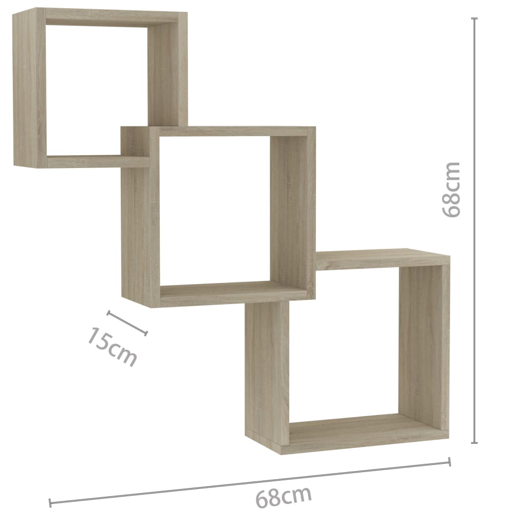 Vegghyller Kubeformet Sonoma Eik 68X15X68 Cm Sponplate