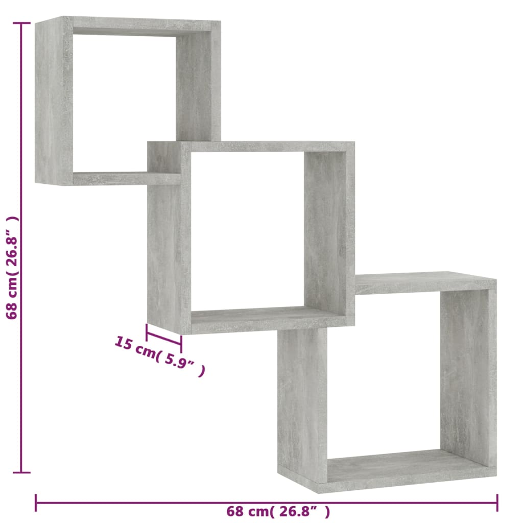 Vegghyller Kubeformet Betonggrå 68X15X68 Cm Konstruert Tre